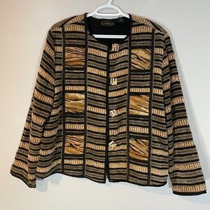 Allure Womens Size XL Tapestry Animal Print Jacket Artsy Safari Tribal Artsy